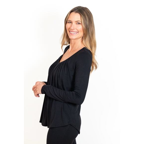 JJ Winks Full Moon Top Pleated Long Sleeve Built-in Bra Ribbed Cuff Small $138 - Picture 3 of 11